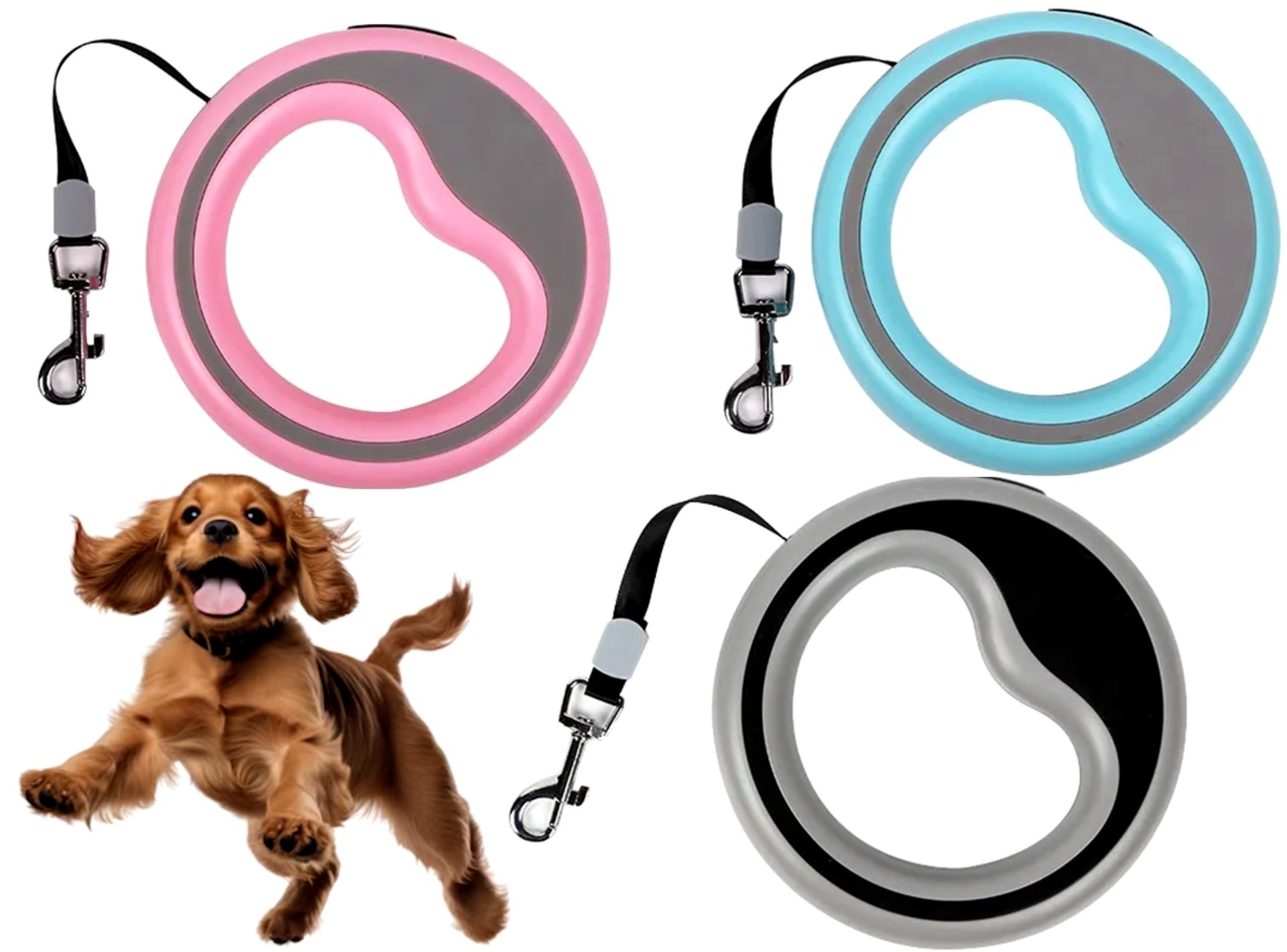 CORREA REDONDA RETRÁCTIL Y AUTOMÁTICA, PARA MASCOTAS MEDIANAS Y PEQUEÑAS, DOS COLORES LARGO, 2.5 MTS. - Imagen 4