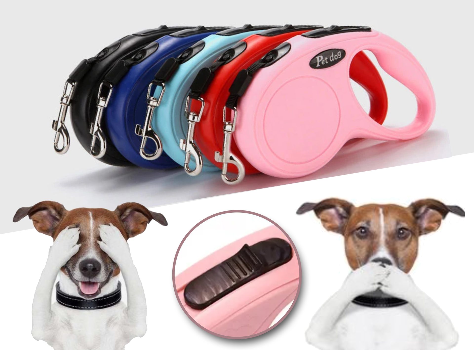 CORREA CON CUERDA RETRÁCTIL, TRACCIÓN AUTOMÁTICA AJUSTABLE, PARA MASCOTAS MEDIANAS Y GRANDES TAMAÑO DE LARGO 5 Mts. - Imagen 5