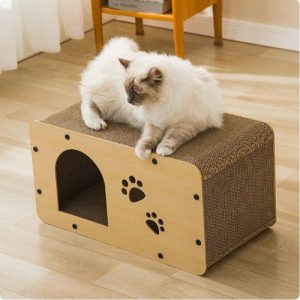 CASA DE ECOLOGICA DE MADERA CON TRIPLE RASCADOR PARA GATOS