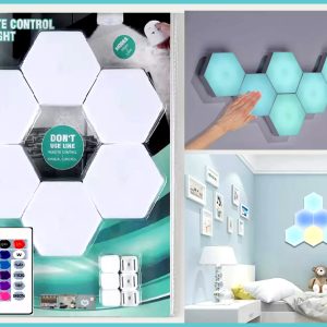 LUCES LED DE COLORES HEXAGONAL 6 MÓDULOS TOUCH + CONTROL