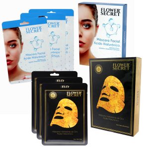 Pack 10 MASCARILLA FACIAL ACIDO HIALURÓNICO 10 MASCARILLA FACIAL HIDRATANTE DE ORO ACIDO HIALURÓNICO