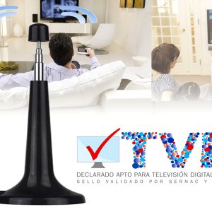 ANTENA DE TV HD DIGITAL PARA PROGRAMACION NACIONAL DISEÑO MINI CON IMAN Y CABLE DE 2 MTS