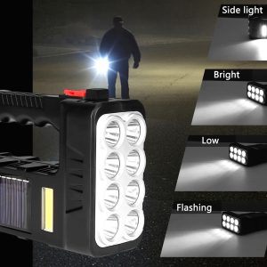 LINTERNA LED ULTRA POTENTE, CON DINAMO SOLAR RECARGABLE Y USB, ES ULTRABRILLANTE Y RESITENTE AL AGUA