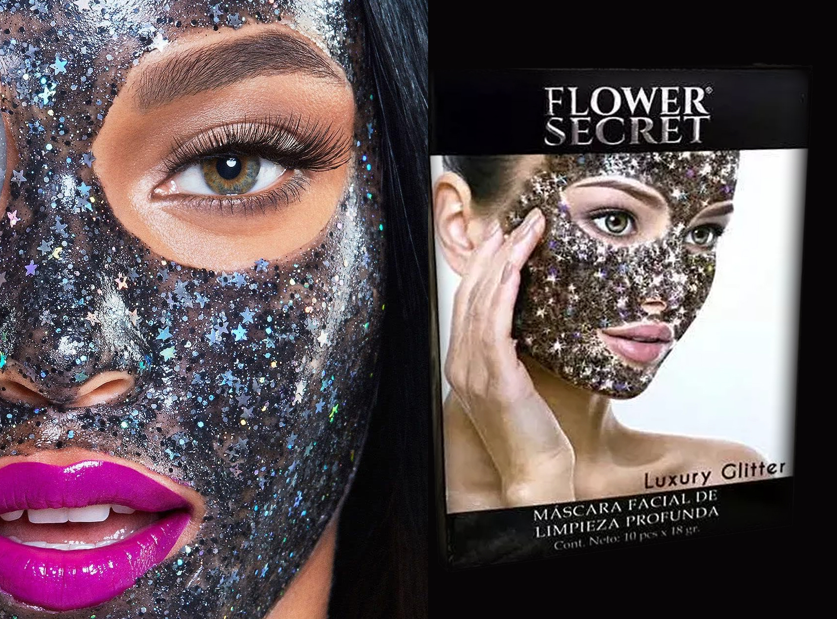 MASCARA FACIAL GLITTER DE LIMPIEZA PROFUNDA FLOWER SECRET