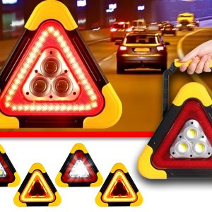 LUZ DE EMERGENCIA TRIANGULAR PARA AUTOMÓVIL, 4 MODOS INTERMITENTES DE PELIGRO, LED RECARGABLE A PRUEBA DE AGUA, PARA DETENCIÓN EN CARRETERA