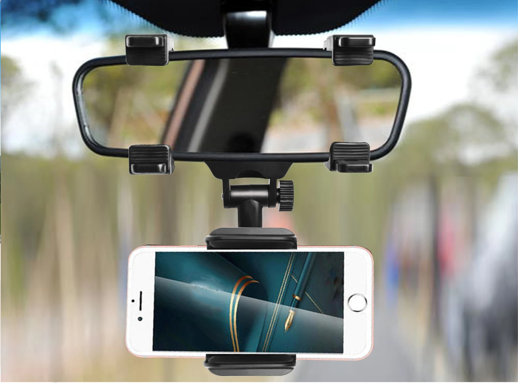 SOPORTE CELULAR ESPEJO RETROVISOR ROTATORIO 360° - Imagen 2