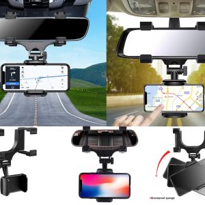SOPORTE CELULAR ESPEJO RETROVISOR ROTATORIO 360°